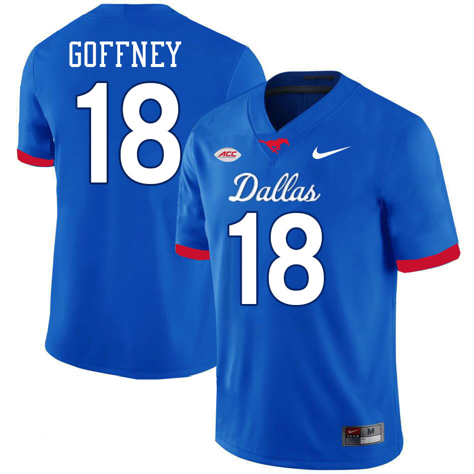 SMU Mustangs #18 Dylan Goffney Jersey College Football Uniforms-Dallas Royal